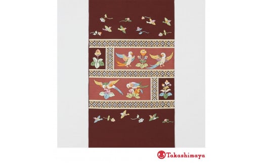 [龍村美術織物]龍村錦帯 袋帯 木画インコ エンジ[高島屋選定品]