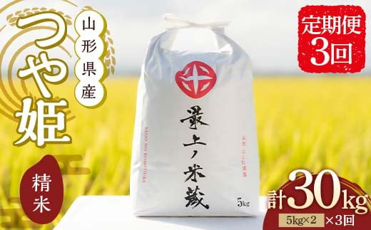 ＜定期便 3回＞【最上ノ米蔵】 令和6年産 山形県産 つや姫 精米 10kg （5kg×2） F3S-2348