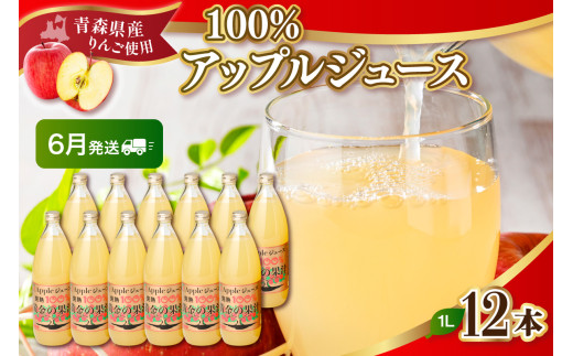 【2025年6月発送】青森県産完熟100%りんごジュース1L×12本(6本×2箱) 1064747 - 青森県五所川原市