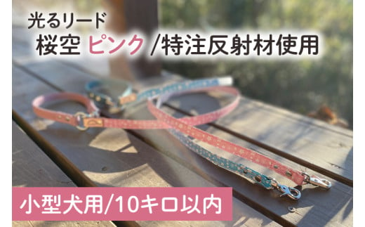 40-24【小型犬用10キロまで】【小型犬用10キロまで】光るリード「桜空（さくらぞら）」（ピンク）特注・桜柄反射材で作りました【散歩 愛犬 夜散歩 手作り 阿見町 茨城県】 1929360 - 茨城県阿見町