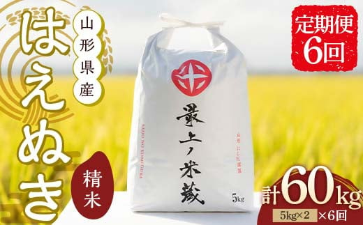 ＜定期便 6回＞【最上ノ米蔵】 令和6年産 山形県産 はえぬき 精米 10kg （5kg×2） F3S-2347