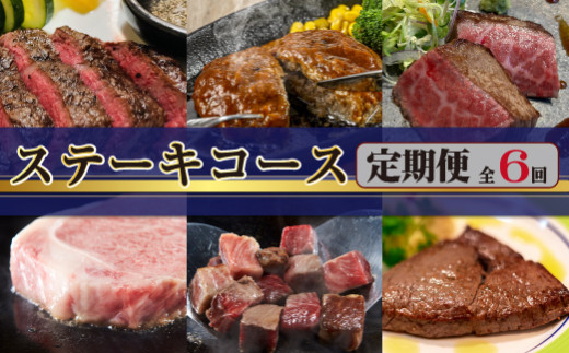 [ステーキ定期便]食べログ百名店ステーキコース 全6回(牛肉 黒毛和牛 ヒレ モモ サーロイン ロース ハンバーグ 赤身 希少部位 定期便)