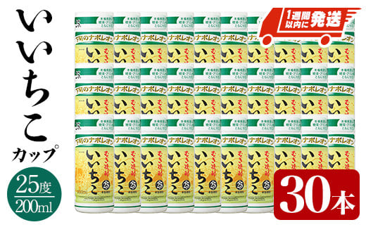 いいちこ カップ 25度(計6L・200ml×30本) 酒 お酒 むぎ焼酎 麦焼酎 常温 いいちこ 三和酒類 カップ【107305800】【時枝酒店】