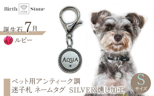 ｅｊブランド『　i-LACQ　』アイ・ラシク ペット用アンティーク調　迷子札　ネームタグ SILVER　燻し加工　Sサイズ　7月　ルビー ALPDL022_7 1941287 - 山梨県南アルプス市