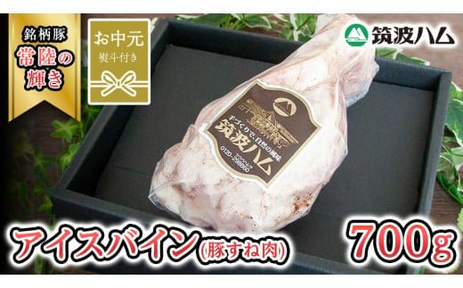 【お中元熨斗付き】 筑波ハム アイスバイン 700g 豚すね肉 『常陸の輝き』 茨城県産 ブランド豚 銘柄豚 ( 茨城県共通返礼品 ) 豚 肉 お肉 ドイツ料理 温めるだけ 湯せん [EN015sa]