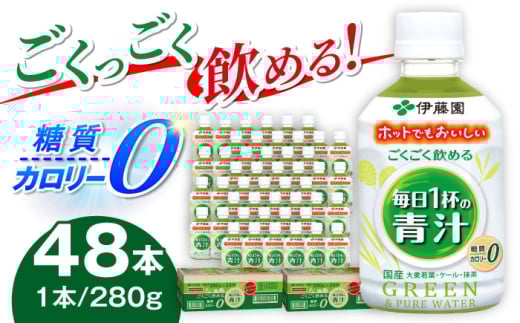 伊藤園 ごくごく飲める毎日1杯の青汁 280g×48本 2ケース 青汁 無糖青汁 あおじる 飲料 カロリー 糖質 健康 岐阜市/伊藤園 岐阜支店 [ANCX005]