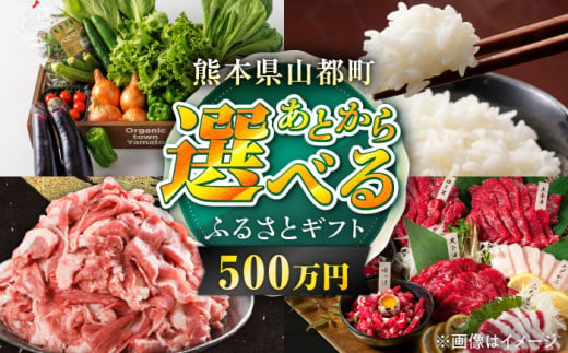 【あとから選べる】山都町ふるさとギフト 500万円分 米 牛肉 有機野菜 あか牛 馬刺し 定期便 山都 [YZX013] 1952474 - 熊本県山都町