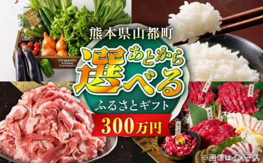 【あとから選べる】山都町ふるさとギフト 300万円分 米 牛肉 有機野菜 あか牛 馬刺し 定期便 山都 [YZX011] 1952299 - 熊本県山都町