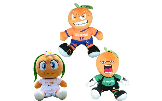 【愛媛県共通返礼品】【愛媛FCマスコット】ぬいぐるみ三柑セット（オ～レくん・たま媛ちゃん・伊予柑太）※離島への配送不可※着日指定不可 460626 - 愛媛県久万高原町