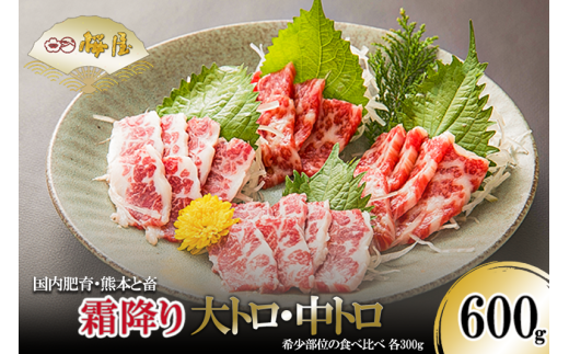 [桜屋]熊本と畜 霜降り馬刺し食べ比べ(大トロ・中トロ各300g)600g