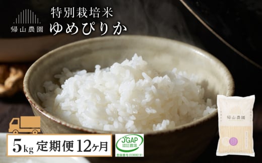【令和7年産新米予約】【12ヵ月定期便】「ゆめぴりか 5kg」特別栽培米産地直送《帰山農園》  287802 - 北海道知内町