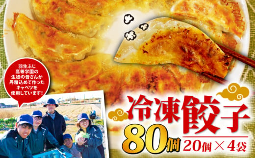 餃子 生餃子 80個 冷凍 【 羽生ふじ高等学園 高校生 が作った キャベツ を使用 】 限定30 手包み 手作り 中華 ぎょうざ ギョーザ 肉 豚肉 簡単 お手軽 絶品 弁当 惣菜 おかず 焼くだけ 簡単調理 揚げ餃子 お取り寄せ 埼玉県 羽生市 うまみ家