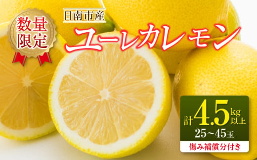 数量限定 ユーレカレモン 計4.5kg以上 傷み補償分付き フルーツ 果物 くだもの 柑橘 レモン 檸檬 国産 期間限定 おすすめ はちみつレモン レモネード レモンティー おすそ分け 贈り物 ギフト 贈答 宮崎県 日南市 送料無料_B237-24 391023 - 宮崎県日南市