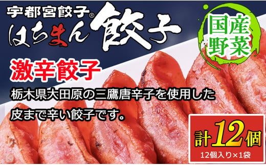 宇都宮餃子はちまん餃子 激辛餃子 12個（12個入り×1袋/1個 22g） ｜ 宇都宮餃子 国産野菜 グルメ 宇都宮市 餃子 冷凍 ぎょうざ ギョーザ 野菜 冷凍食品 冷凍餃子 焼き餃子 水餃子