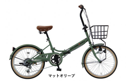 ヱビス自転車　折りたたみ 自転車 ゴールデンロッキー206 シマノ製 外装6段変速 20インチ 完成品【マットオリーブ】