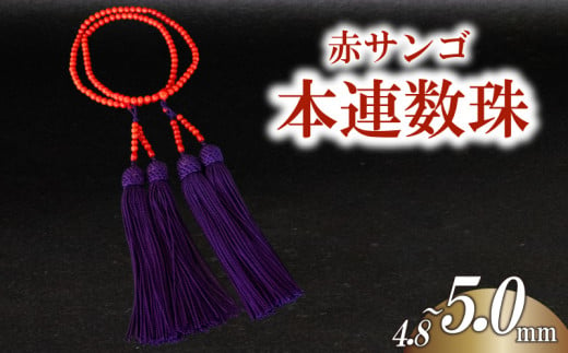 赤サンゴ本連数珠 4.8~5.0mm アクセサリー ギフト 珊瑚 サンゴ 贈り物 数珠 プレゼント TP067