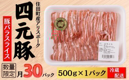 四元豚ありすポーク　バラ　スライス　500g