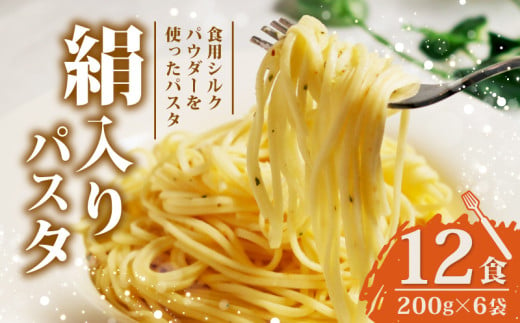 絹入りパスタ 約12食 200g ×6袋 シルクパウダー シルクのパスタ パスタ 麺 麺類 乾麺 シルク 絹 ふるさと納税パスタ 人気 おすすめ 京都 丹後 与謝野 加悦