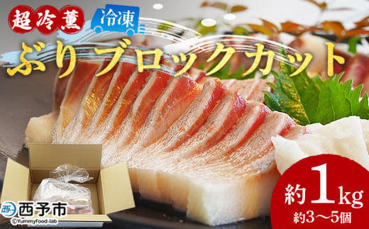 ＜「超冷薫」冷凍ぶり ブロックカット 約1kg（約3～5個入り）＞ ブリ 鰤 魚介類 さかな 新鮮 水産物 お刺身 さしみ 煮物 焼き魚 切り身 パーティー キャンプ レジャー お祝い 内祝い 御祝 御礼 ダイニチ 愛媛県 西予市【冷凍】