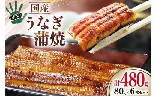 うなぎ 国産 蒲焼 80g ×6 計480g [ての字 静岡県 吉田町 22424461] 鰻 ウナギ うなぎかば焼き うなぎ蒲焼き 鰻蒲焼 鰻蒲焼き ウナギかば焼き 真空パック 蒲焼 タレ たれ 静岡県産 unagi