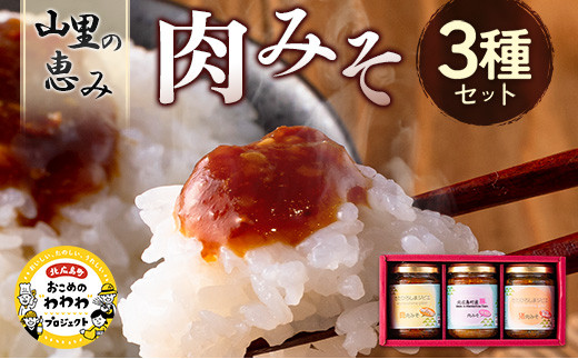 肉みそ 山里の恵み3種セット 豚肉 猪肉 鹿肉_KI044_001