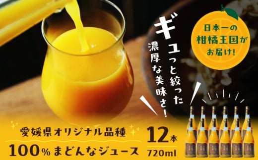 「まどんな」100%ストレートジュース（720ml×12本）　愛媛県大洲市/峯田農園 マドンナ みかんジュース 柑橘 果物 ギフト [AGBT016]