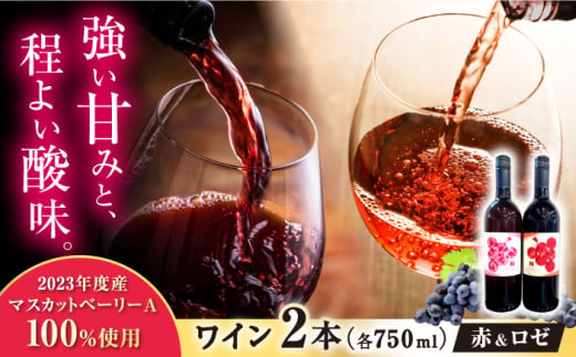 長浜産マスカットベーリーA赤ロゼ2本セット2023年度産　滋賀県長浜市/Wine＆CidreNAGAHAMA [AQBJ007]