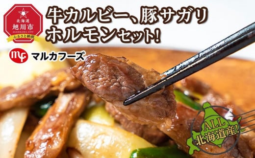 ALL北海道産！牛カルビー、豚サガリ、ホルモンセット_01305 915971 - 北海道旭川市
