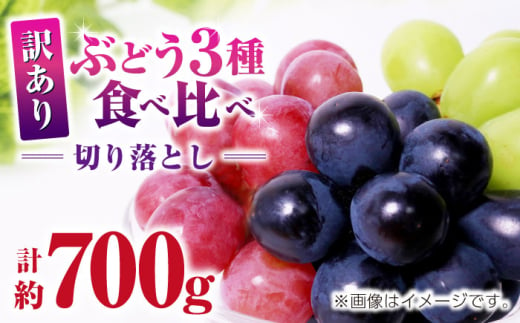 【先行予約】訳あり ぶどう3種 食べ比べ 切り落とし 計約700g  【合同会社 社方園】 [ZBZ040]