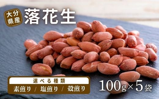 落花生 野菜 豆 特製 100g×5袋 選べる種類[素煎り/塩煎り/殻煎り] 大分県 ぶんごたかだ