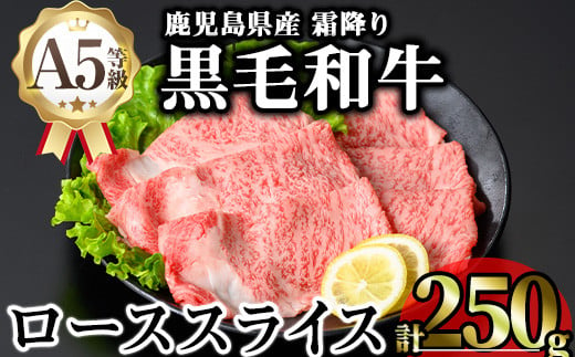 鹿児島県産A5等級黒毛和牛霜降りローススライス(すき焼き用) (計250g) 黒毛和牛 冷凍 ローススライス【KNOT】 A643