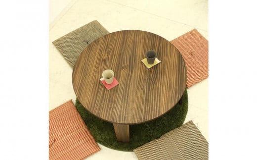 木製90丸テーブル 大川家具 ブラウン