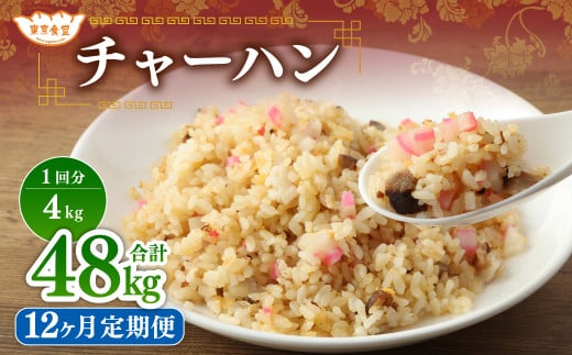 【12ヶ月定期便】東京食堂のチャーハン どーんと  約4kg×12回 合計約48kg 炒飯 チャーハン 中華 中華惣菜 惣菜 お惣菜 ご飯 急速冷凍 レンジ調理