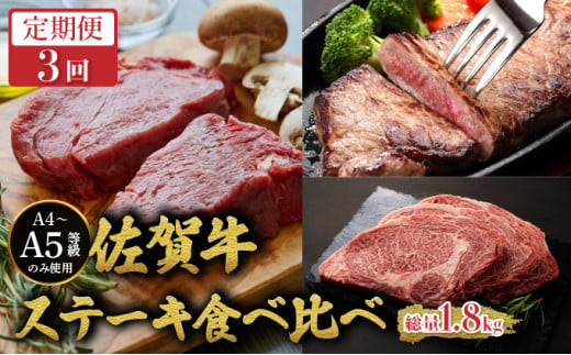 ＜定期便3回＞佐賀牛ステーキ食べ比べ／ 佐賀牛 国産和牛 大町町 焼肉 肉 お肉 にく 国産 佐賀牛 切り落とし ステーキ 贈り物 ギフト 佐賀県 冷凍 焼き肉 牛肉 1971424 - 佐賀県大町町