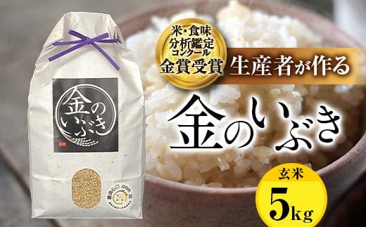 【令和6年産】米・食味分析鑑定コンクール金賞受賞生産者が作る 特別栽培米 金のいぶき 5kg 玄米 F21B-417