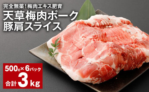 完全無薬！梅肉エキス肥育 天草梅肉ポーク 豚肩スライス 計約3kg（500g×6パック） 豚肉 お肉 1974963 - 熊本県上天草市