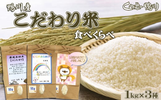 [令和6年産][くわっせ〜鴨川]鴨川産 『こだわり米』食べくらべセット[精米] 1kg×3品種 [0009-0028]