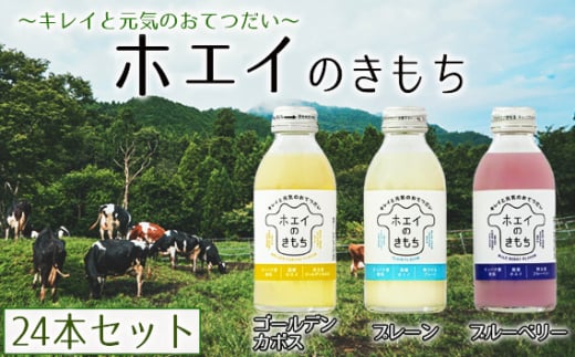 No.585 ホエイのきもち24本セット（プレーン・ゴールデンカボス・ブルーベリー） ／ 飲料 乳清 ビタミン ミネラル 健康 埼玉県