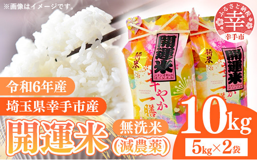 [無洗米]令和6年産 開運米(減農薬)幸手産 - 5kg×2袋 10kg 福祉 応援 安心 安全 埼玉県 幸手市 幸手市産[価格変更X]
