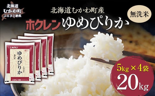 （無洗米20kg）ホクレンゆめぴりか（無洗米5kg×4袋） 【 ふるさと納税 人気 おすすめ ランキング 米 コメ こめ お米 ゆめぴりか ご飯 白米 精米 無洗米 国産 ごはん 白飯 北海道 むかわ町 送料無料 】 MKWAI051 1980445 - 北海道むかわ町