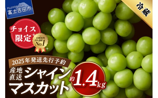 [ チョイス限定 ][2025年先行予約]高級 山梨県産 シャインマスカット 2〜3房 (約1.4kg) 果物 旬 先行予約 フルーツ 高級 2025年発送 シャイン ぶどう 山梨 富士吉田