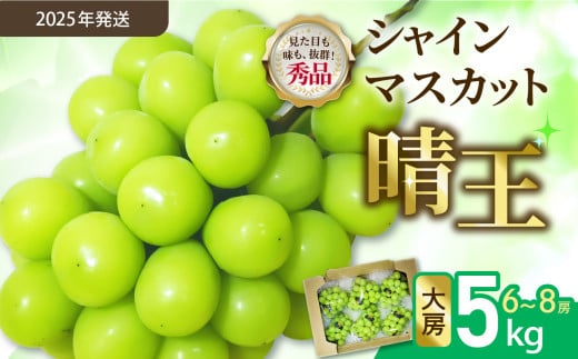 【令和７年発送分】岡山県産 シャインマスカット晴王【秀品】大房5kg（令和7年9月から11月発送）【 岡山県産 シャインマスカット 秀品 晴王 大房 晴れの国おかやま 】 1155048 - 岡山県備前市