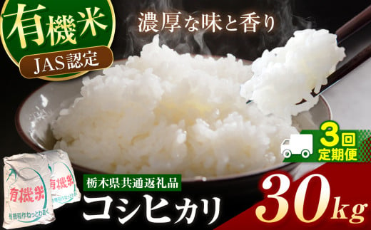 栃木県産 JAS認定 有機栽培 コシヒカリ 白米 30kg 3か月定期便 | お米 こめ ご飯 ごはん おにぎり おむすび 米 有機栽培 オーガニック 有機JAS 送料無料 定期便 定期 こしひかり 栃木県 銘柄米 ブランド米 栃木県共通返礼品 1978680 - 栃木県真岡市