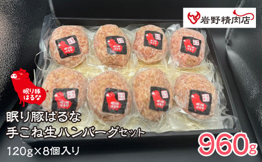 眠り豚はるな 手こね生ハンバーグセット 120g×8個入り 012-009 1979143 - 山梨県笛吹市