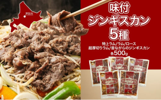 ジンギスカン バーベキュー 5種 2.5kg 小分け セット 食べ比べ 焼肉 焼き肉 ラム ロース 味付け肉 羊肉 羊 肉 お肉 BBQ おかず 惣菜 お弁当 焼くだけ 簡単調理 お取り寄せ グルメ 冷凍 送料無料 北海道 芦別市 [№5342-0040] 1260899 - 北海道芦別市