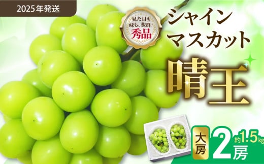 【令和７年発送分】岡山県産 シャインマスカット晴王【秀品】 大房２房（令和7年9月から11月発送）【 岡山県産 シャインマスカット 秀品 晴王 大房 晴れの国おかやま 】 1155411 - 岡山県備前市