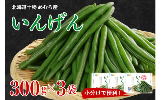 北海道十勝芽室町 十勝めむろ 冷凍野菜 いんげん 300g×3袋 me003-120c