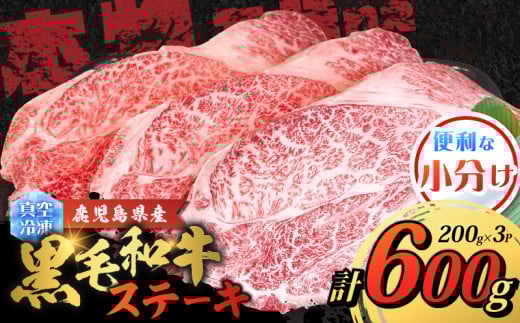鹿児島県産 黒毛和牛ステーキ 600g K151-010_01 1993391 - 鹿児島県鹿児島市