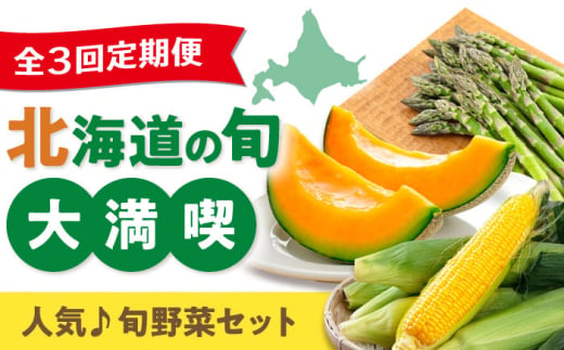 【全3回定期便】旬の野菜お楽しみ定期便【喜茂別町】　野菜 アスパラ メロン コーン 季節の野菜 北海道 産地直送 定期便 [AJZZ007]