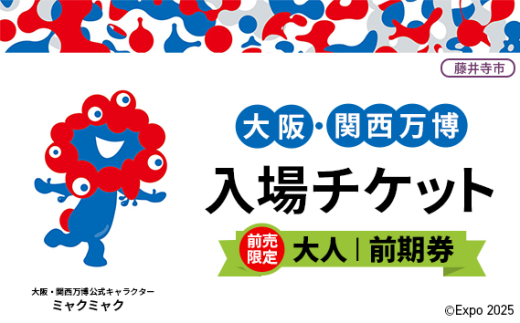 No.379 【前売限定】2025年日本国際博覧会入場チケット 前期券（大人）【藤井寺市返礼品】 ／ 万博 EXPO 2025 大阪万博 関西万博 夢洲 入場券 大阪府 1984550 - 大阪府藤井寺市